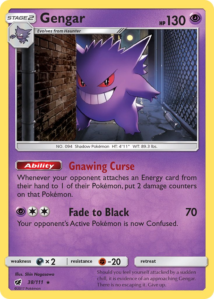 Gengar (38/111) (Prerelease Kit Exclusive) (Theme Deck Exclusive) [Sun & Moon: Crimson Invasion] | Enigma On Main