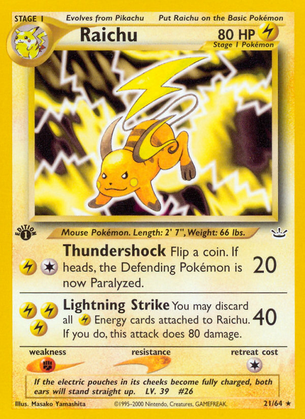 Raichu (21/64) [Neo Revelation 1st Edition] | Enigma On Main