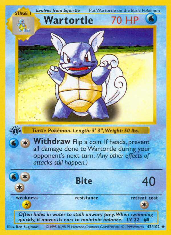 Wartortle (42/102) (Shadowless) [Base Set 1st Edition] | Enigma On Main