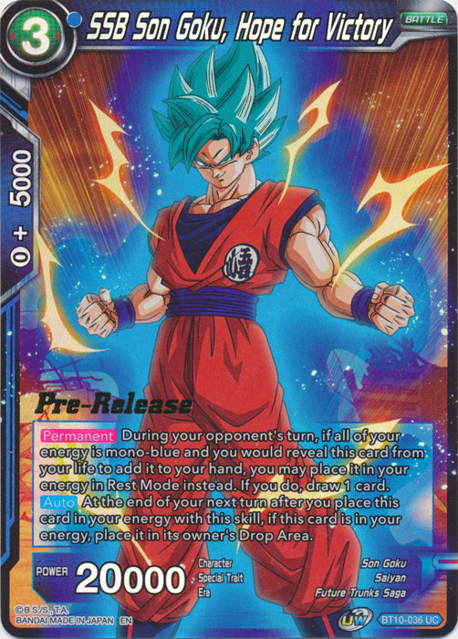 SSB Son Goku, Hope for Victory (BT10-036) [Rise of the Unison Warrior Prerelease Promos] | Enigma On Main