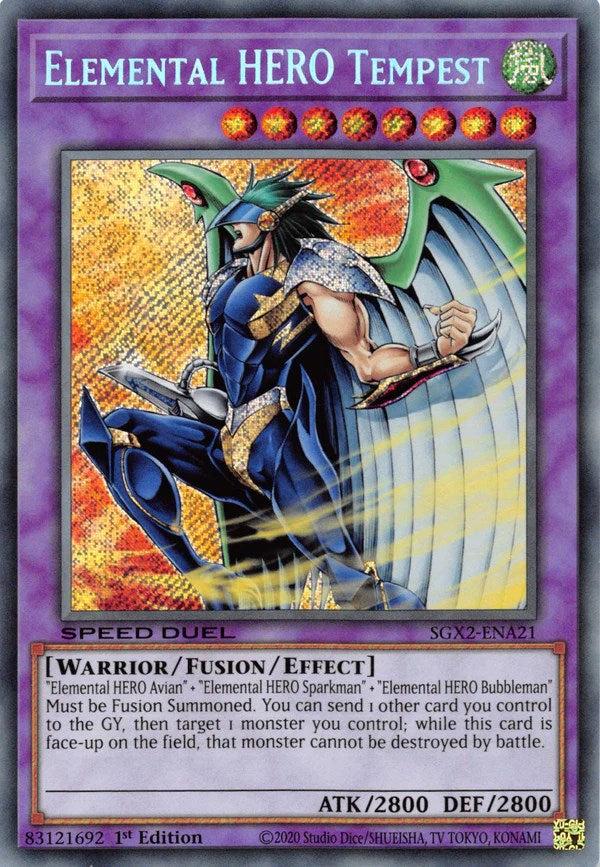 Elemental HERO Tempest [SGX2-ENA21] Secret Rare | Enigma On Main