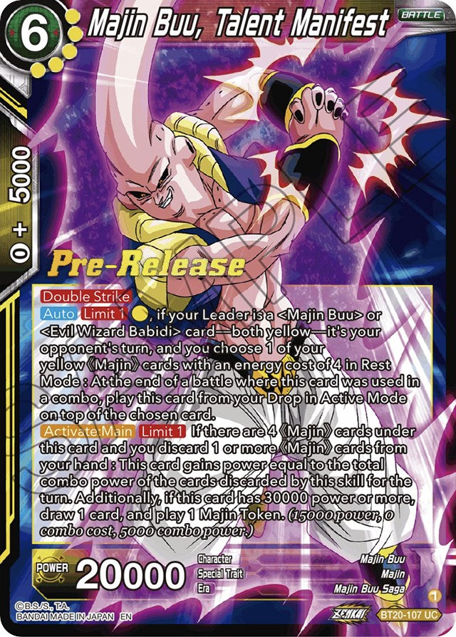 Majin Buu, Talent Manifest (BT20-107) [Power Absorbed Prerelease Promos] | Enigma On Main