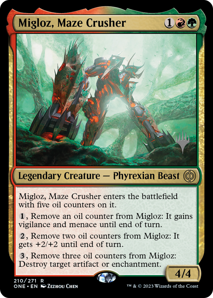 Migloz, Maze Crusher (Promo Pack) [Phyrexia: All Will Be One Promos] | Enigma On Main