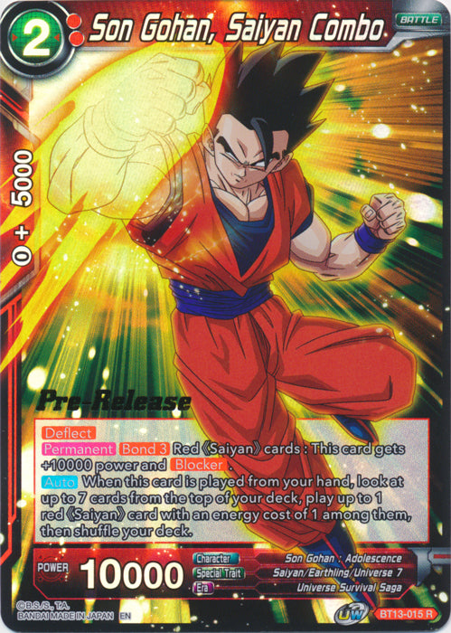 Son Gohan, Saiyan Combo (BT13-015) [Supreme Rivalry Prerelease Promos] | Enigma On Main