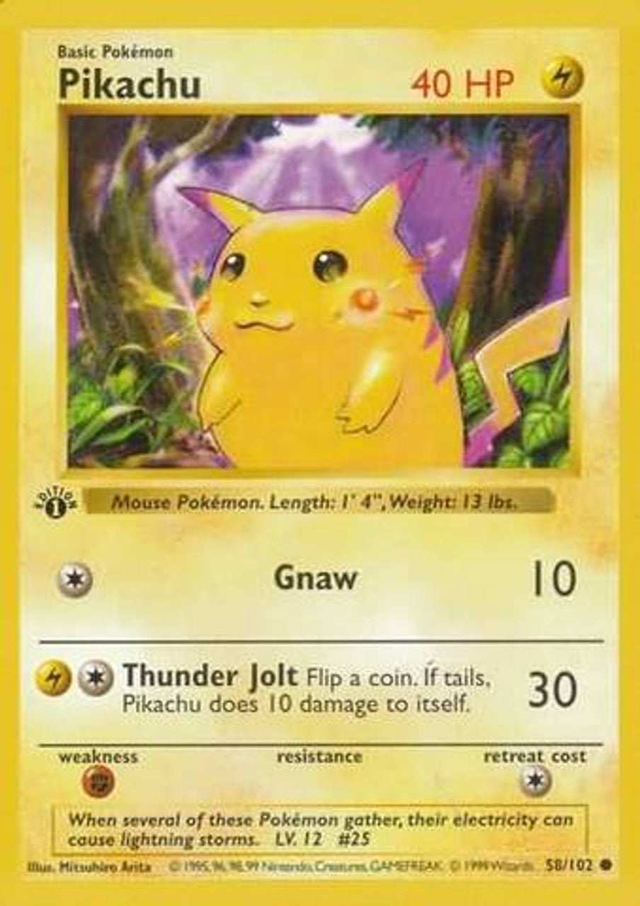 Pikachu (58/102) (Red Cheeks Misprint) [Base Set 1st Edition] | Enigma On Main