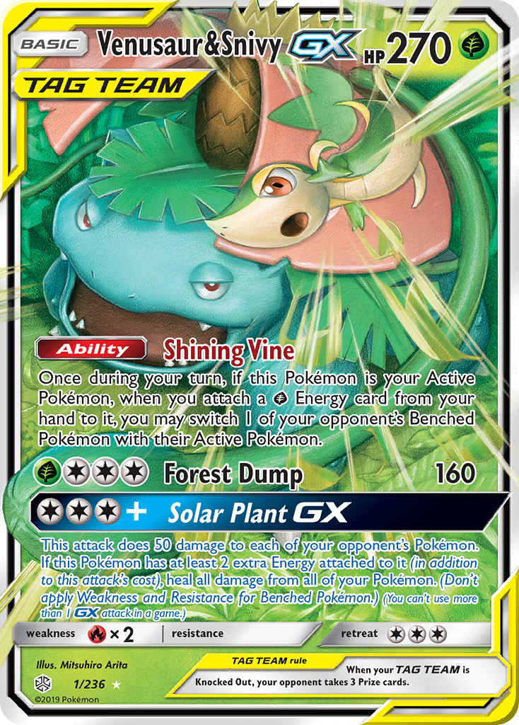 Venusaur & Snivy GX (1/236) [Sun & Moon: Cosmic Eclipse] | Enigma On Main