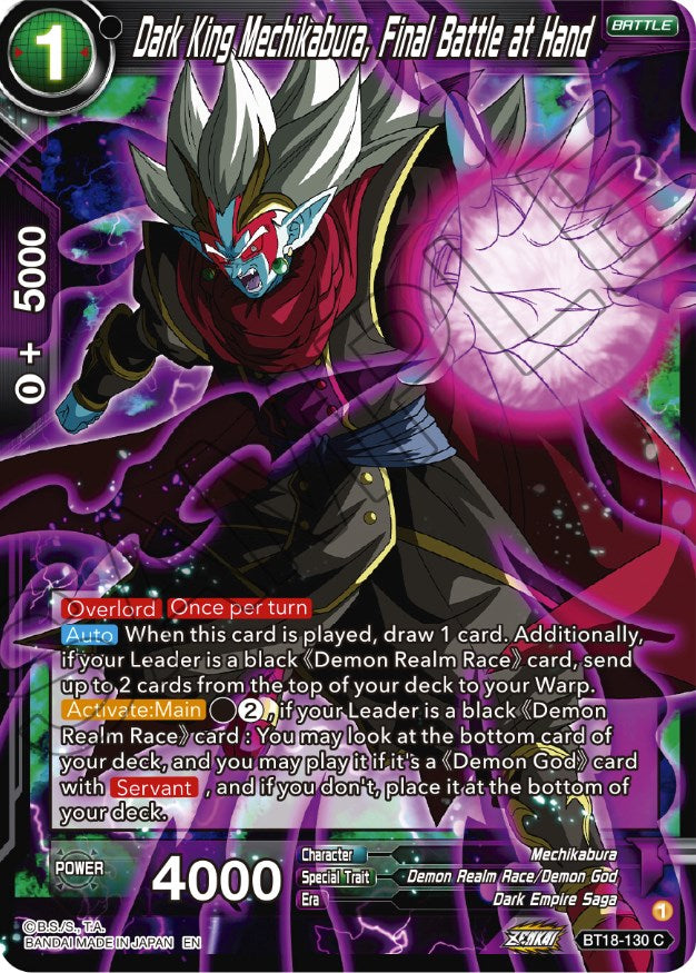 Dark King Mechikabura, Final Battle at Hand (BT18-130) [Dawn of the Z-Legends] | Enigma On Main