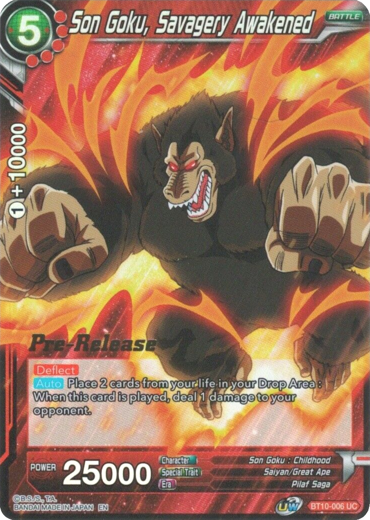 Son Goku, Savagery Awakened (BT10-006) [Rise of the Unison Warrior Prerelease Promos] | Enigma On Main
