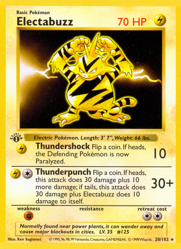 Electabuzz (20/102) (Shadowless) [Base Set 1st Edition] | Enigma On Main