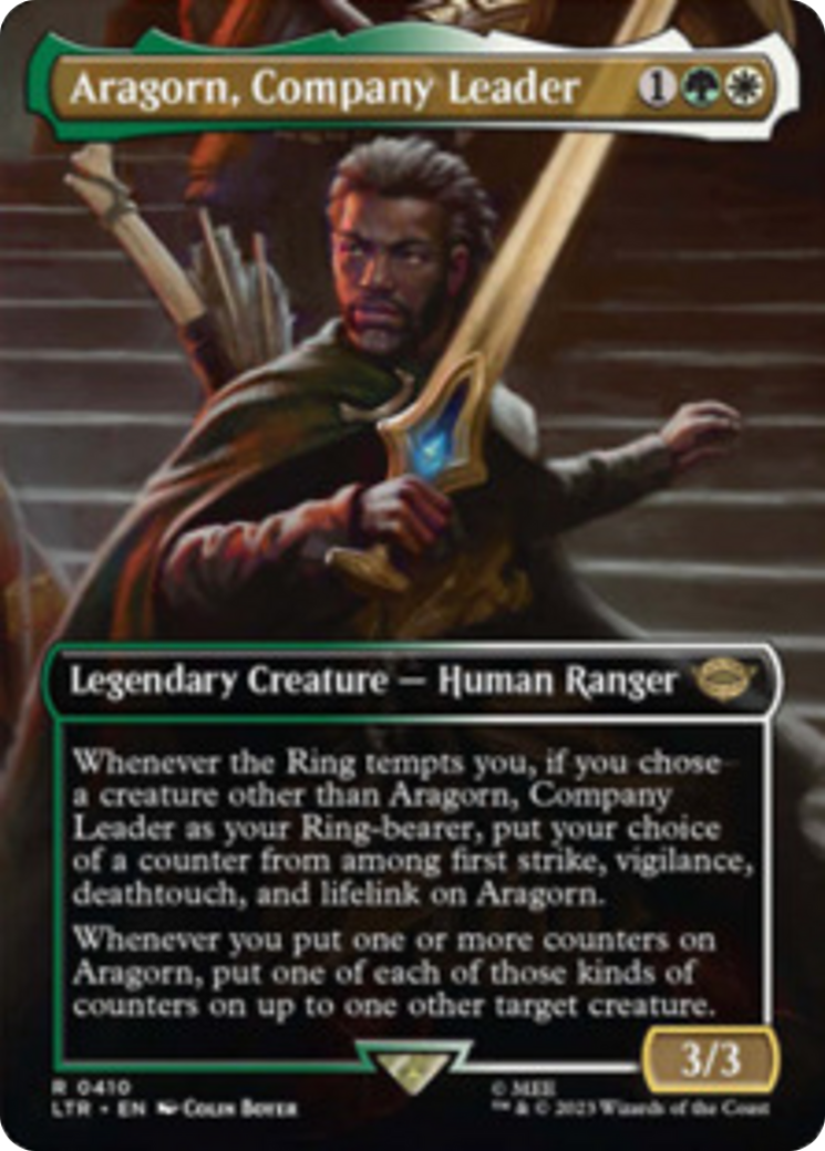 Aragorn, Company Leader (Borderless Alternate Art) [The Lord of the Rings: Tales of Middle-Earth] | Enigma On Main