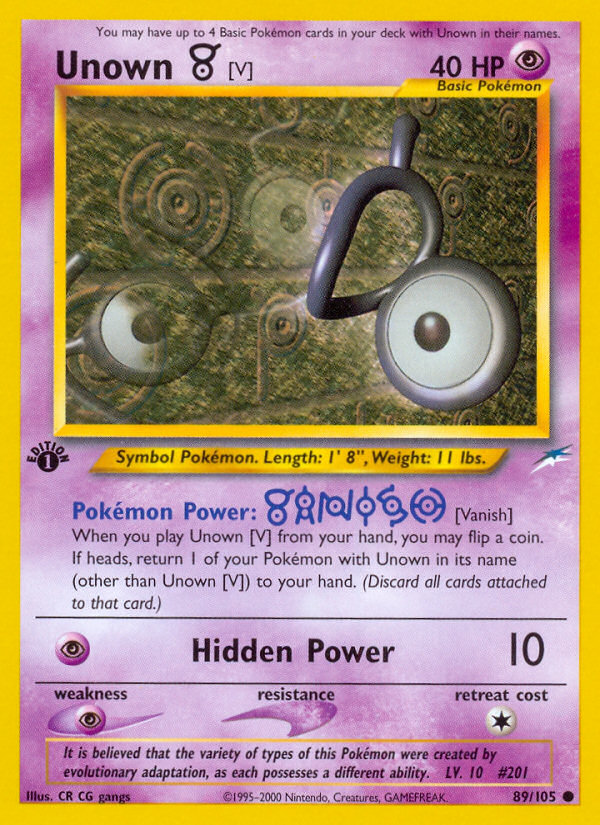 Unown [V] (89/105) [Neo Destiny 1st Edition] | Enigma On Main