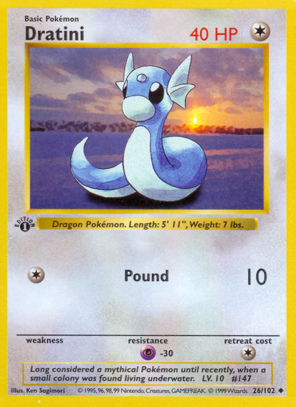 Dratini (26/102) (Shadowless) [Base Set 1st Edition] | Enigma On Main