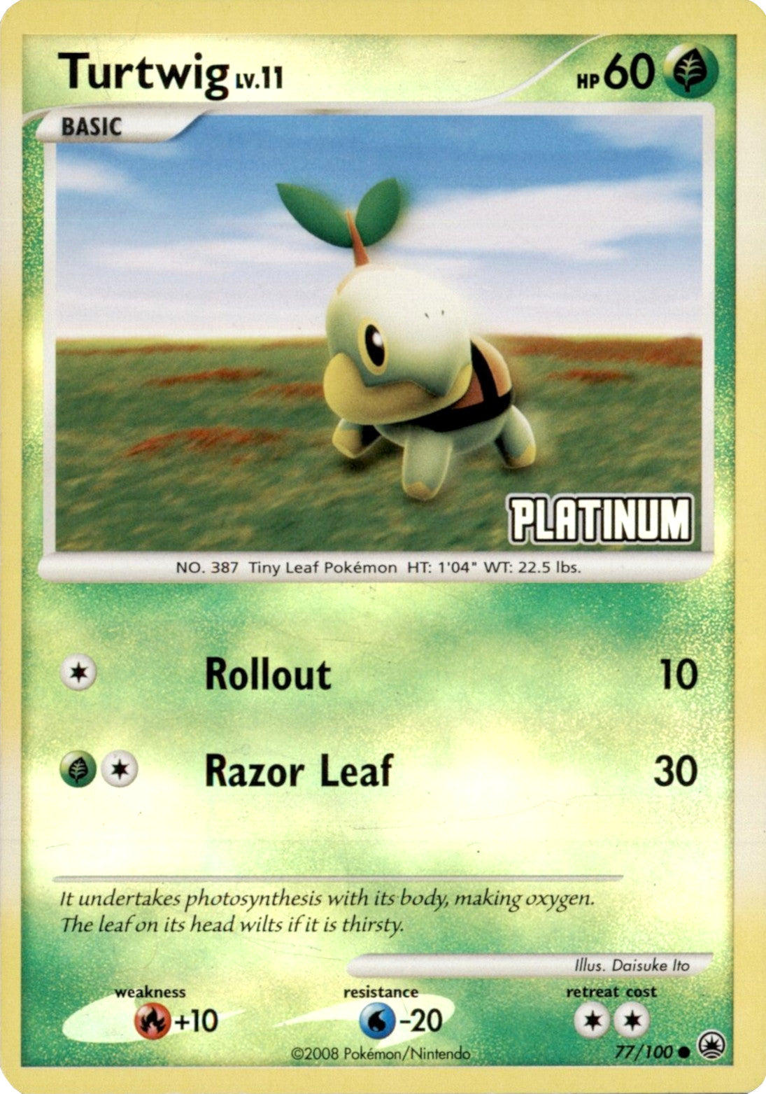 Turtwig LV.11 (77/100) (Platinum) [Burger King Promos: 2008 Collection] | Enigma On Main