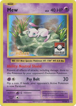 Mew (53/108) (League Promo 1st Place) [XY: Evolutions] | Enigma On Main