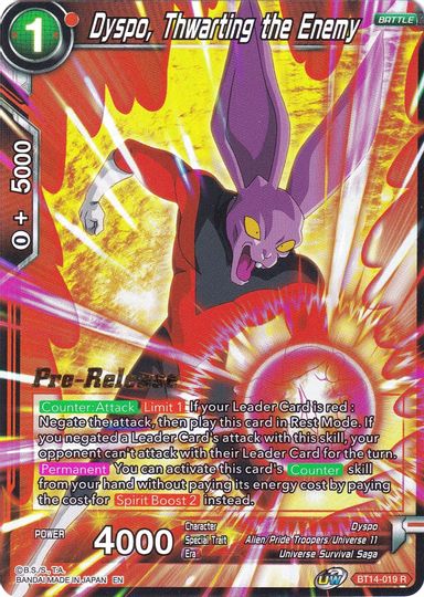 Dyspo, Thwarting the Enemy (BT14-019) [Cross Spirits Prerelease Promos] | Enigma On Main