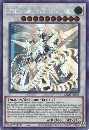 Crystal Clear Wing Synchro Dragon [LED8-EN005] Ghost Rare | Enigma On Main