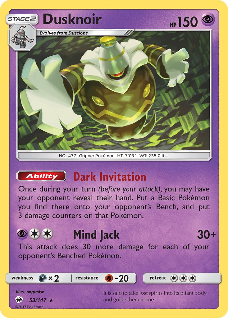 Dusknoir (53/147) (Theme Deck Exclusive) [Sun & Moon: Burning Shadows] | Enigma On Main