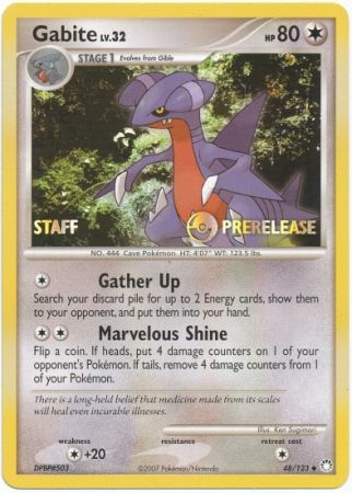 Gabite (48/123) (Staff Prerelease Promo) [Diamond & Pearl: Black Star Promos] | Enigma On Main