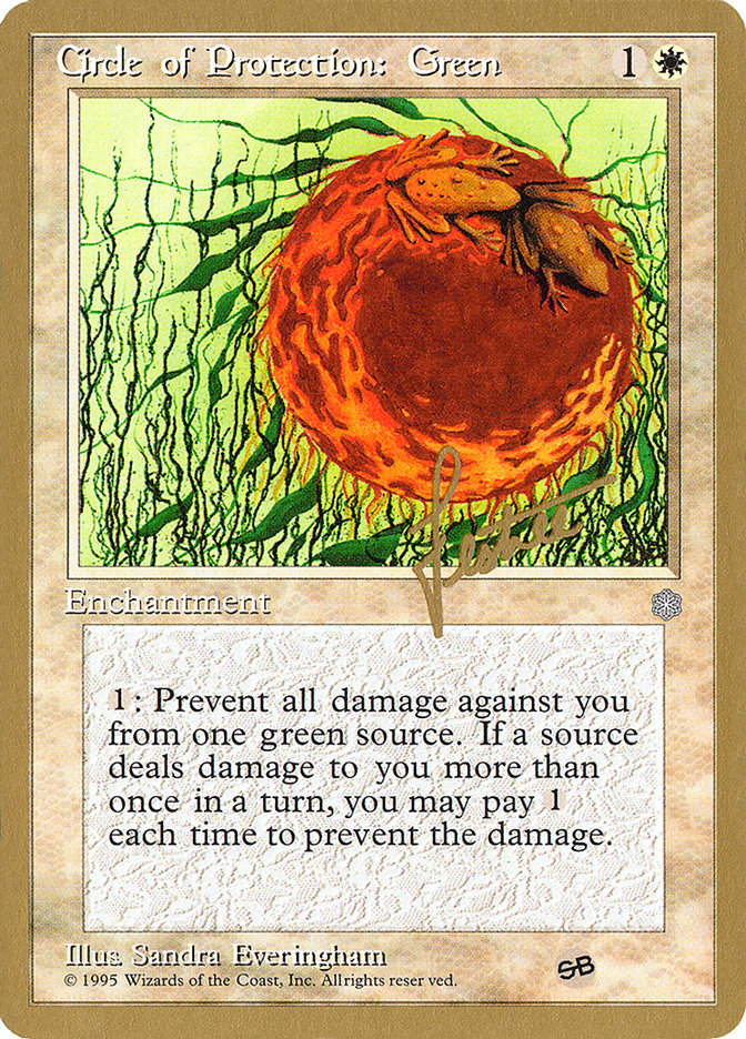 Circle of Protection: Green (Bertrand Lestree) (SB) (ICE) [Pro Tour Collector Set] | Enigma On Main