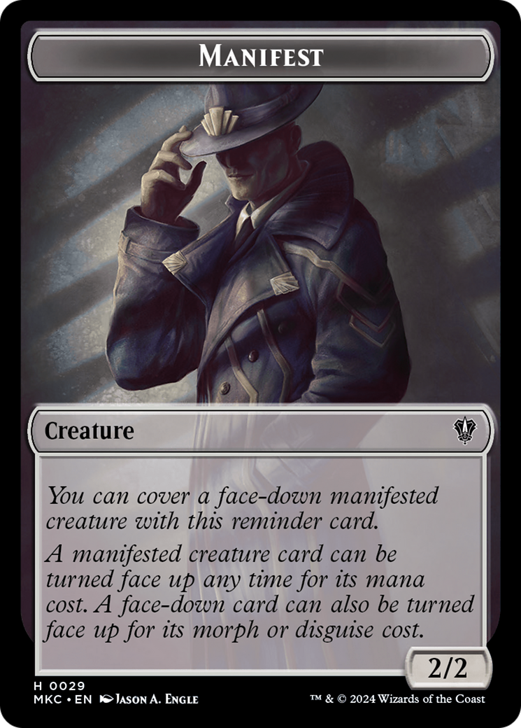 Saproling // Manifest Double-Sided Token [Murders at Karlov Manor Commander Tokens] | Enigma On Main