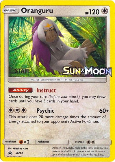 Oranguru (SM13) (Staff Prerelease Promo) [Sun & Moon: Black Star Promos] | Enigma On Main