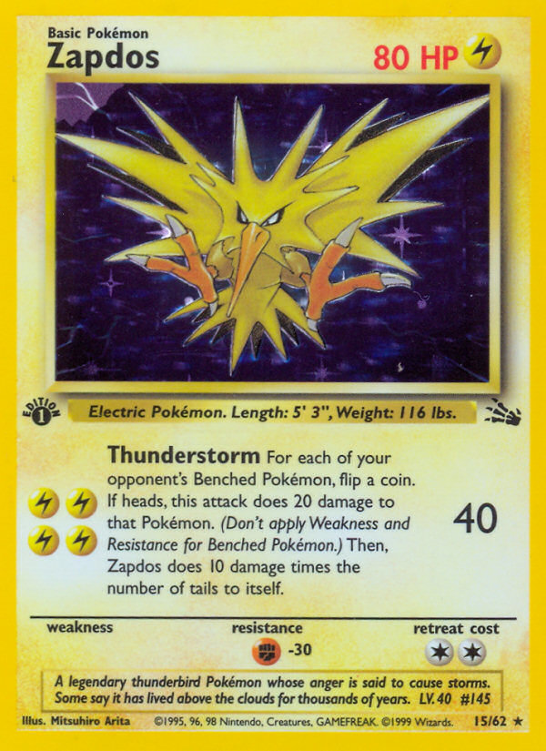 Zapdos (15/62) [Fossil 1st Edition] | Enigma On Main