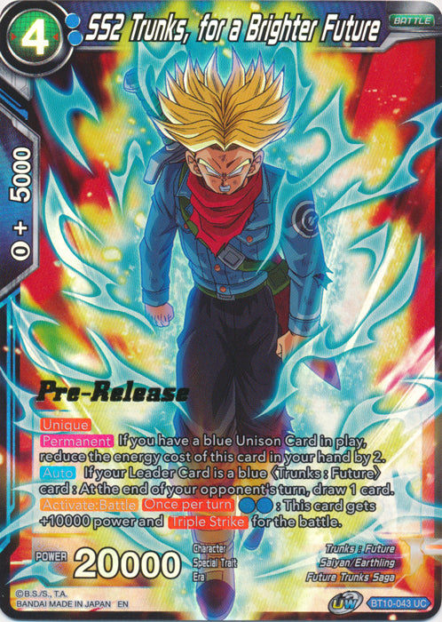 SS2 Trunks, for a Brighter Future (BT10-043) [Rise of the Unison Warrior Prerelease Promos] | Enigma On Main