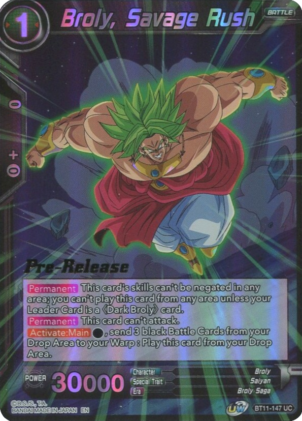 Broly, Savage Rush (BT11-147) [Vermilion Bloodline Prerelease Promos] | Enigma On Main