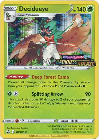 Decidueye (SWSH035) (Staff Prerelease Promo) [Sword & Shield: Black Star Promos] | Enigma On Main