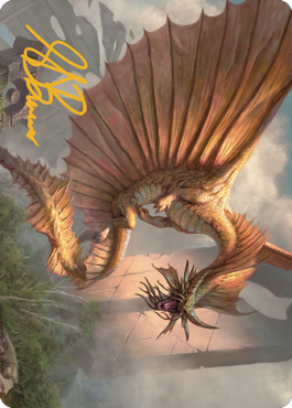 Ancient Gold Dragon Art Card (28) (Gold-Stamped Signature) [Commander Legends: Battle for Baldur's Gate Art Series] | Enigma On Main