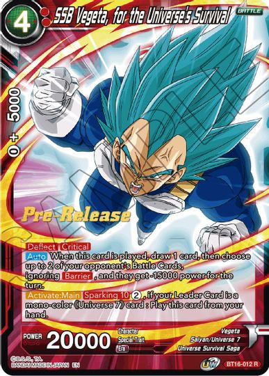 SSB Vegeta, for the Universe's Survival (BT16-012) [Realm of the Gods Prerelease Promos] | Enigma On Main