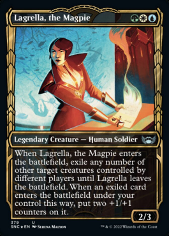 Lagrella, the Magpie (Showcase Golden Age Gilded Foil) [Streets of New Capenna] | Enigma On Main
