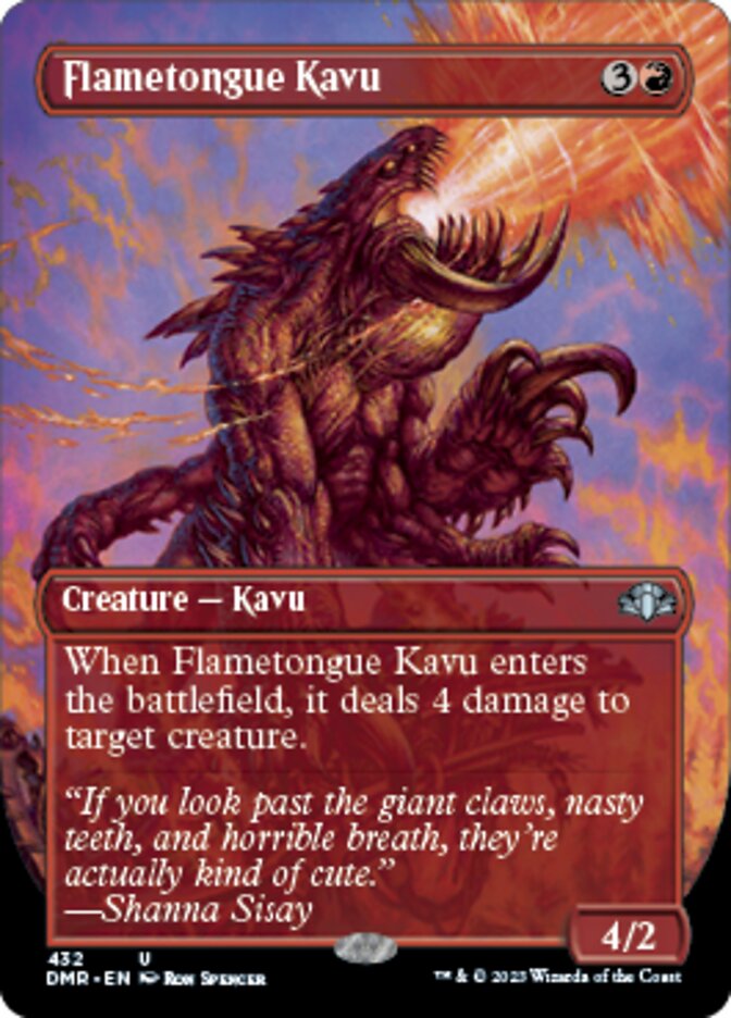 Flametongue Kavu (Borderless Alternate Art) [Dominaria Remastered] | Enigma On Main