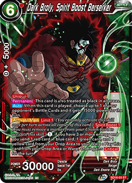 Dark Broly, Spirit Boost Berserker (Starter Deck - Darkness Reborn) (SD16-03) [Cross Spirits] | Enigma On Main