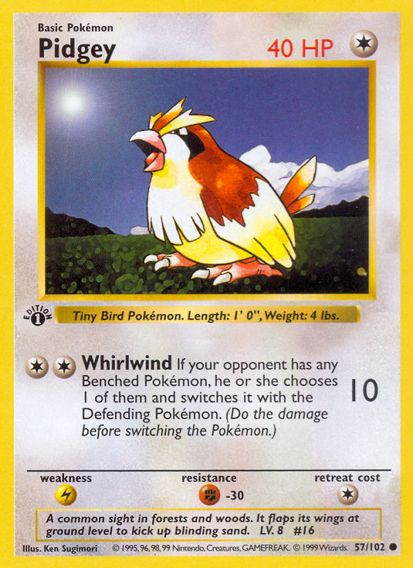 Pidgey (57/102) (Shadowless) [Base Set 1st Edition] | Enigma On Main