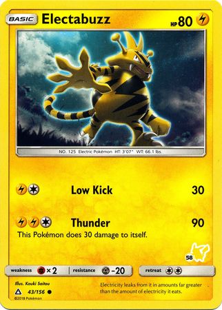 Electabuzz (43/156) (Pikachu Stamp #58) [Battle Academy 2020] | Enigma On Main