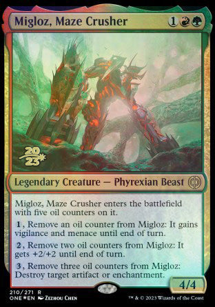 Migloz, Maze Crusher [Phyrexia: All Will Be One Prerelease Promos] | Enigma On Main