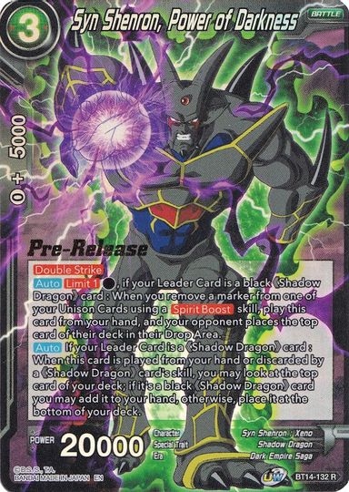 Syn Shenron, Power of Darkness (BT14-132) [Cross Spirits Prerelease Promos] | Enigma On Main