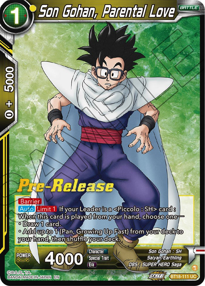 Son Gohan, Parental Love (BT18-111) [Dawn of the Z-Legends Prerelease Promos] | Enigma On Main