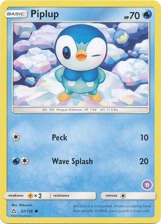 Piplup (32/156) (Deck Exclusive #11) [Sun & Moon: Trainer Kit - Alolan Sandslash] | Enigma On Main