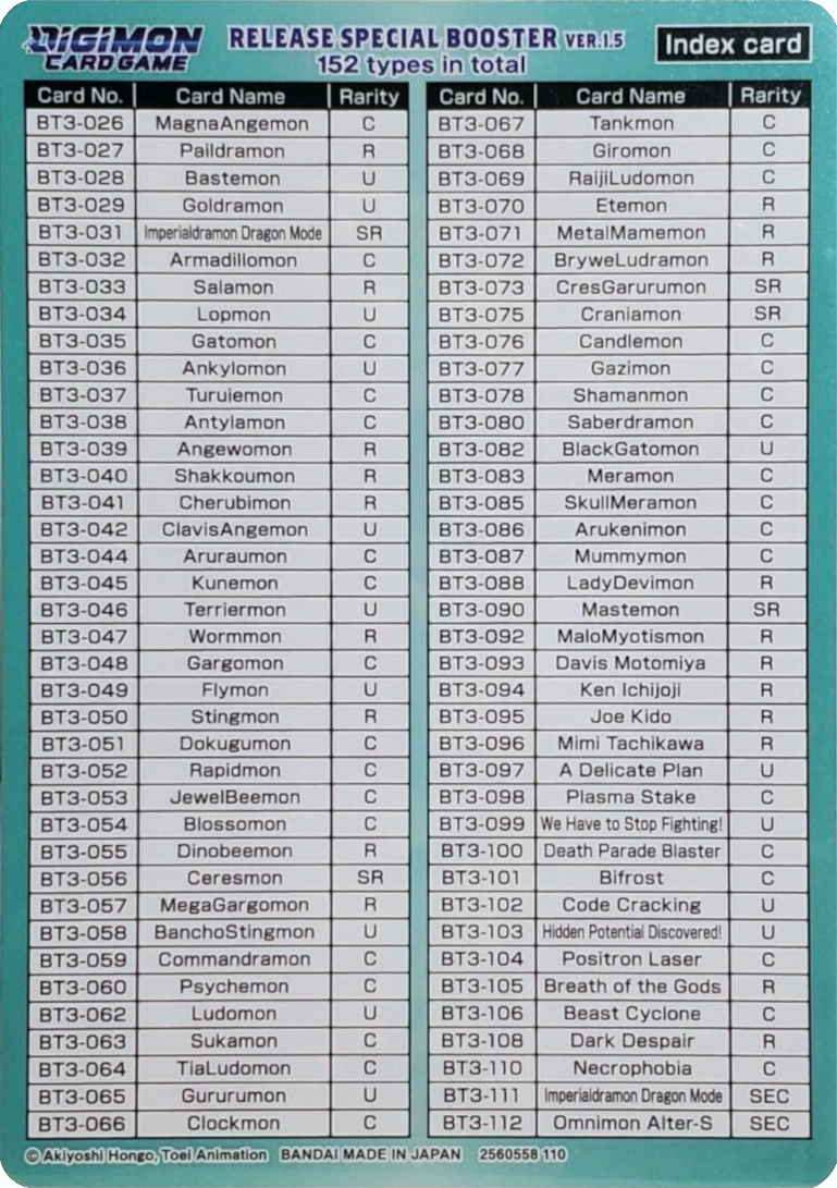 Release Special Booster Ver.1.5 Index Card (Player 2) [Release Special Booster Ver.1.5] | Enigma On Main