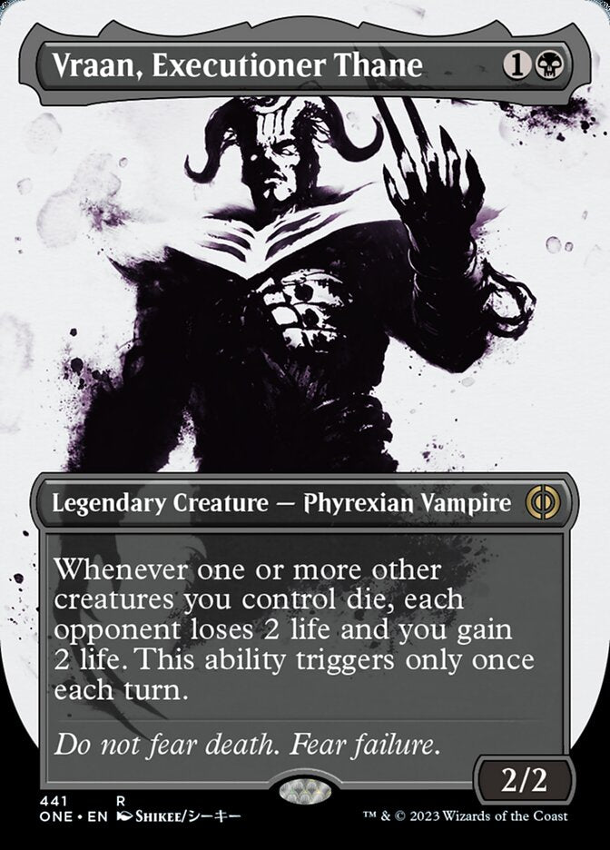 Vraan, Executioner Thane (Borderless Ichor Step-and-Compleat Foil) [Phyrexia: All Will Be One] | Enigma On Main