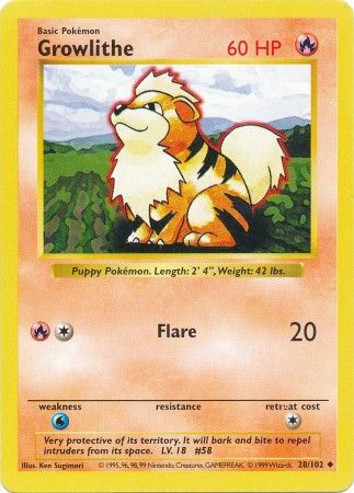 Growlithe (28/102) [Base Set Shadowless Unlimited] | Enigma On Main