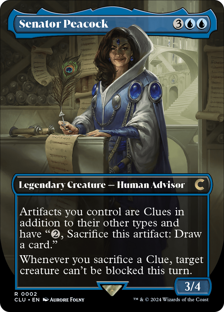 Senator Peacock (Borderless) [Ravnica: Clue Edition] | Enigma On Main