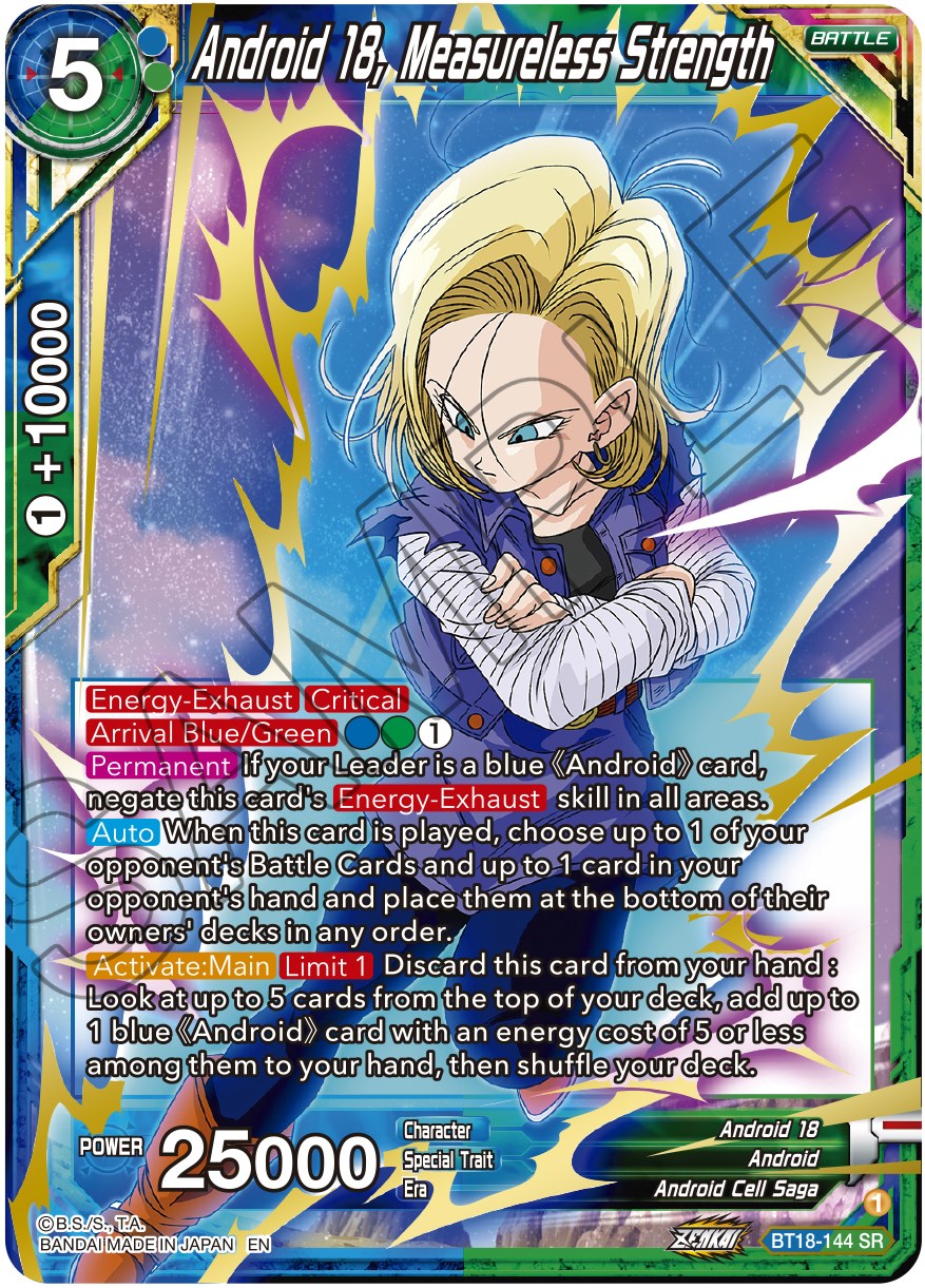 Android 18, Measureless Strength (BT18-144) [Dawn of the Z-Legends] | Enigma On Main