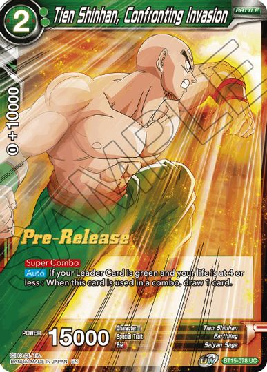 Tien Shinhan, Confronting Invasion (BT15-078) [Saiyan Showdown Prerelease Promos] | Enigma On Main