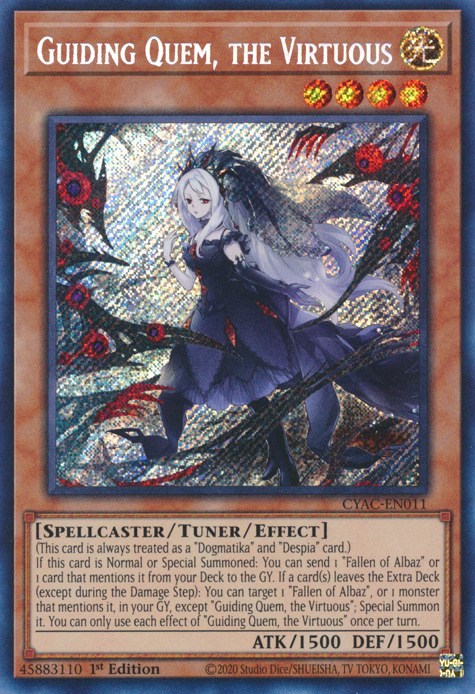 Guiding Quem, the Virtuous [CYAC-EN011] Secret Rare | Enigma On Main