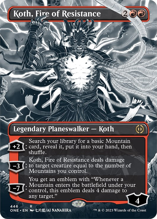 Koth, Fire of Resistance (Borderless Manga Step-and-Compleat Foil) [Phyrexia: All Will Be One] | Enigma On Main