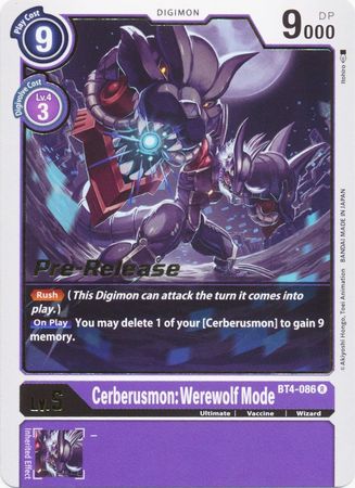 Cerberusmon: Werewolf Mode [BT4-086] [Great Legend Pre-Release Promos] | Enigma On Main