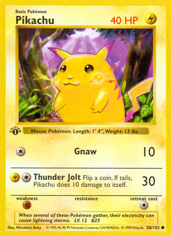 Pikachu (58/102) (Shadowless) [Base Set 1st Edition] | Enigma On Main